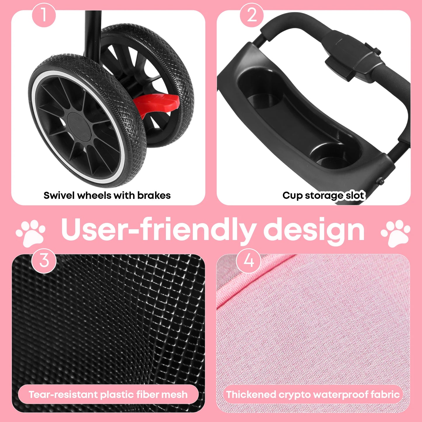 Chihuahua Pet Stroller For Dogs And Cats Foldable Portable