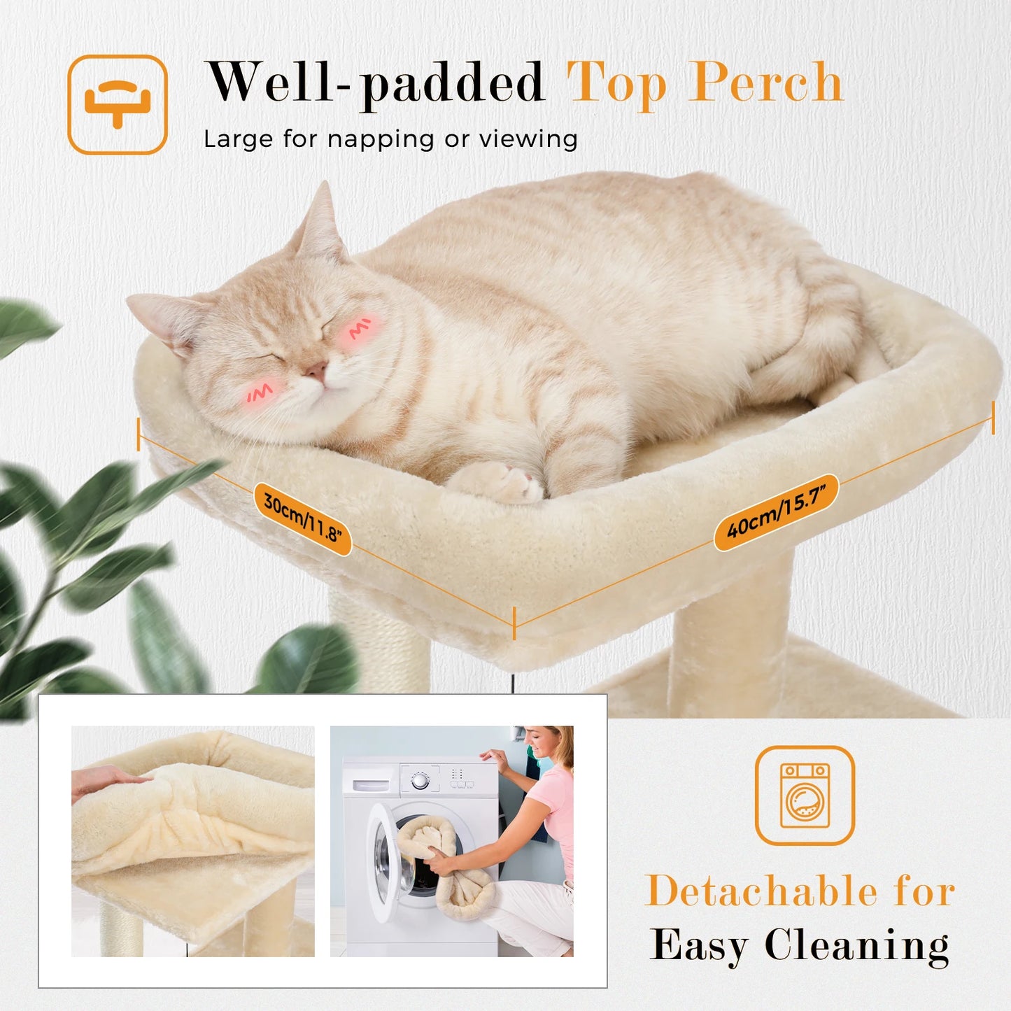 PEQULTI Cat Tree With Natural Sisal Scratching Post And Condo