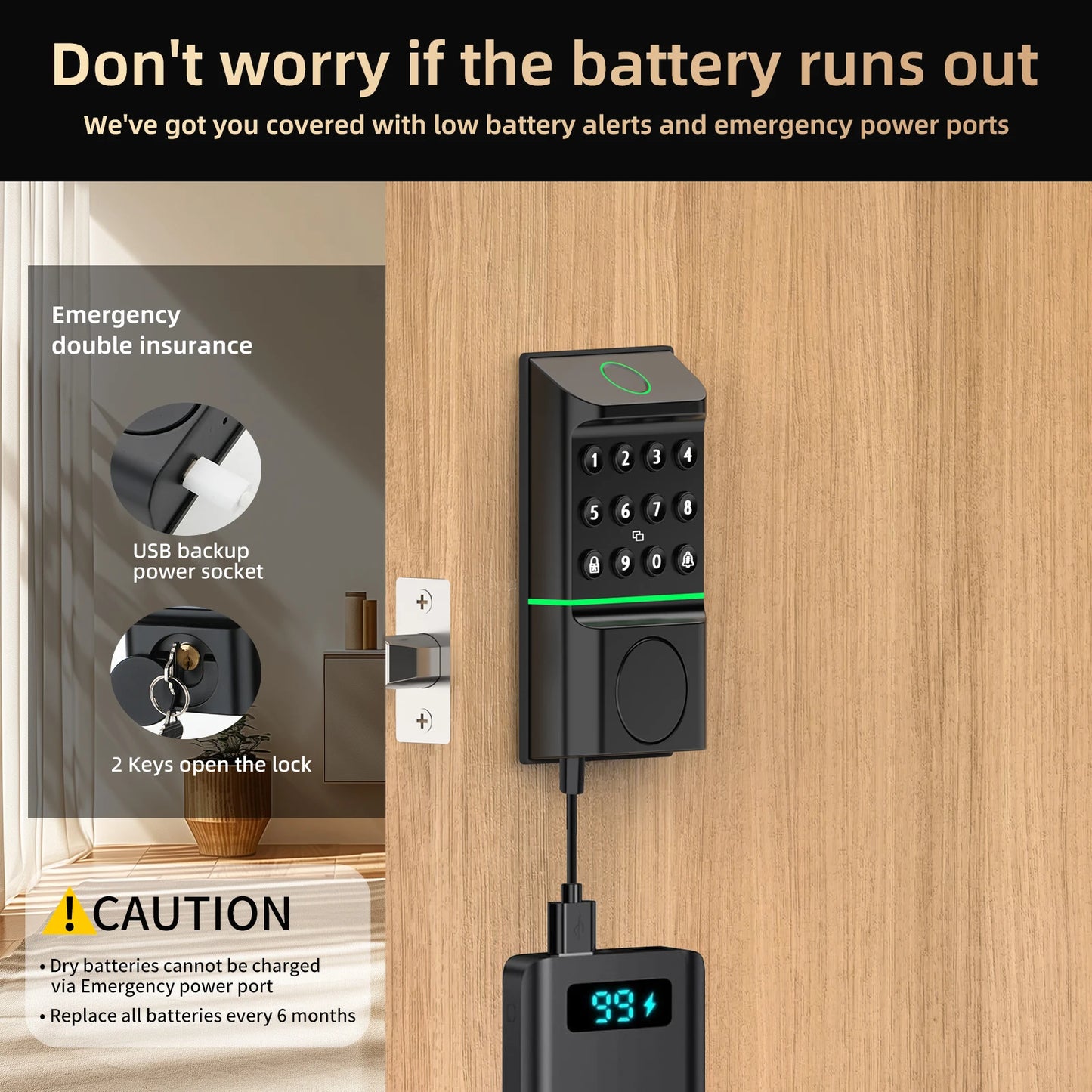 Viladepot Smart Lock Fingerprint Door Lock With App Control Keypad
