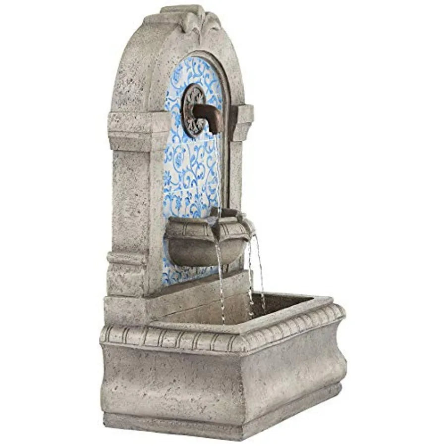 Italian Outdoor Decor Faux Stone Floor Fountain Waterfall Garden Feature