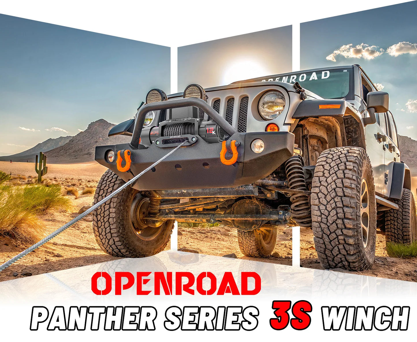 OPENROAD 12v 13500lbs Recovery Winch with Synthetic Rope 2 Wireless Remotes IP68 Waterproof Electric Winch for Jeep 4x4 Off Road