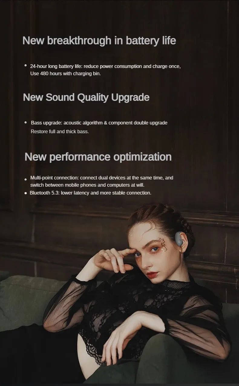 Bone Conduction Bluetooth Headset Sports Wireless Earbuds IPX5