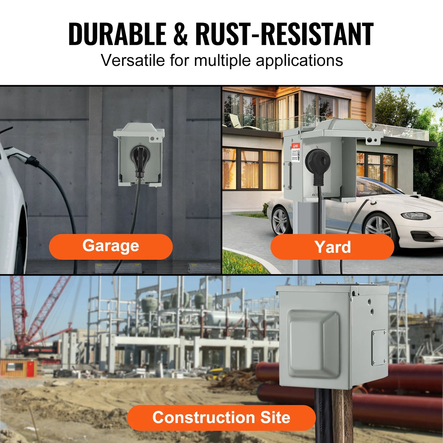 RV Power Outlet Box 30A Heavy Duty Iron Casing Outdoor