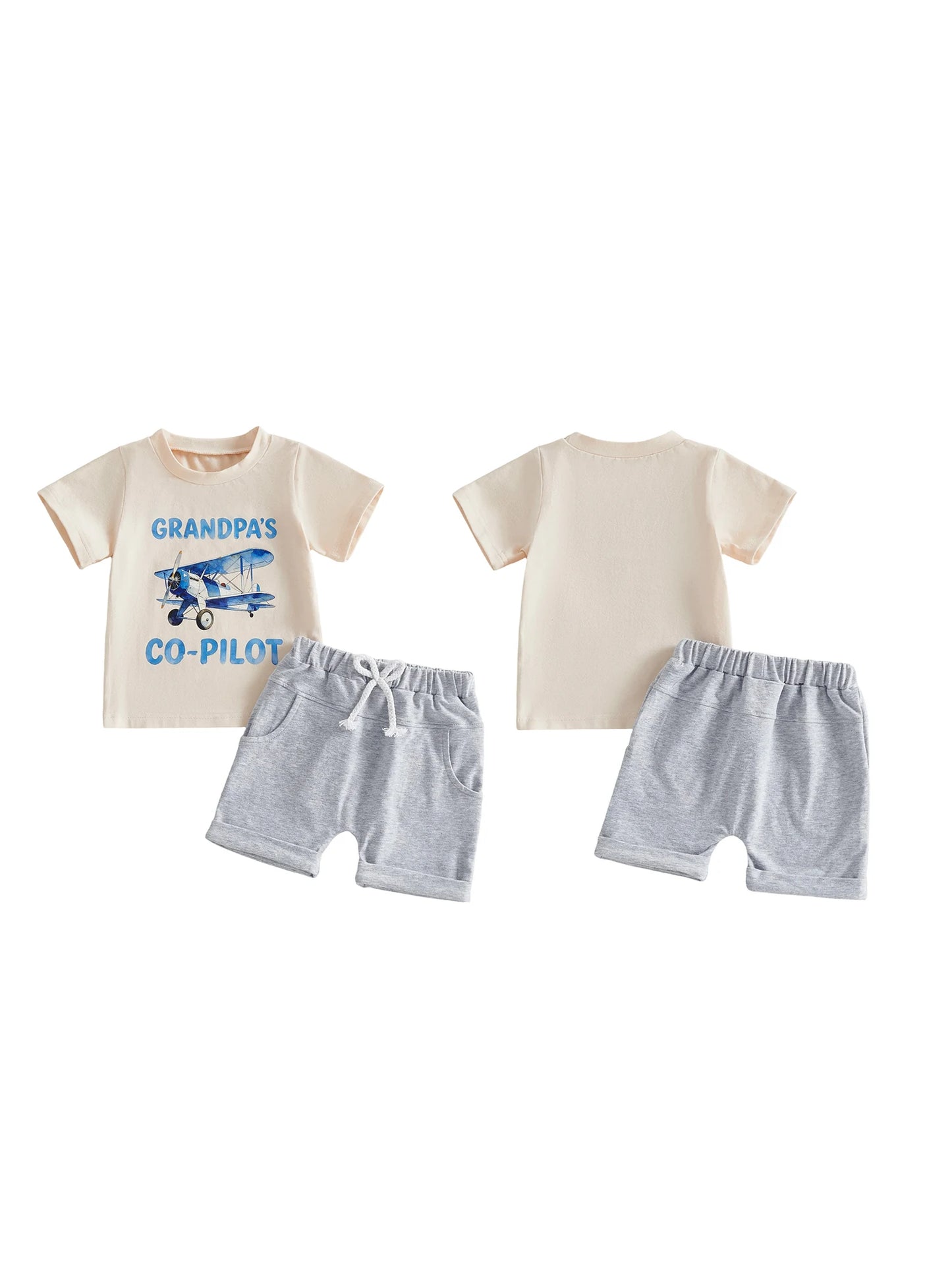 Dinosaur Print Short Sleeve Tops And Elastic Waist Shorts Set For Toddler Boy