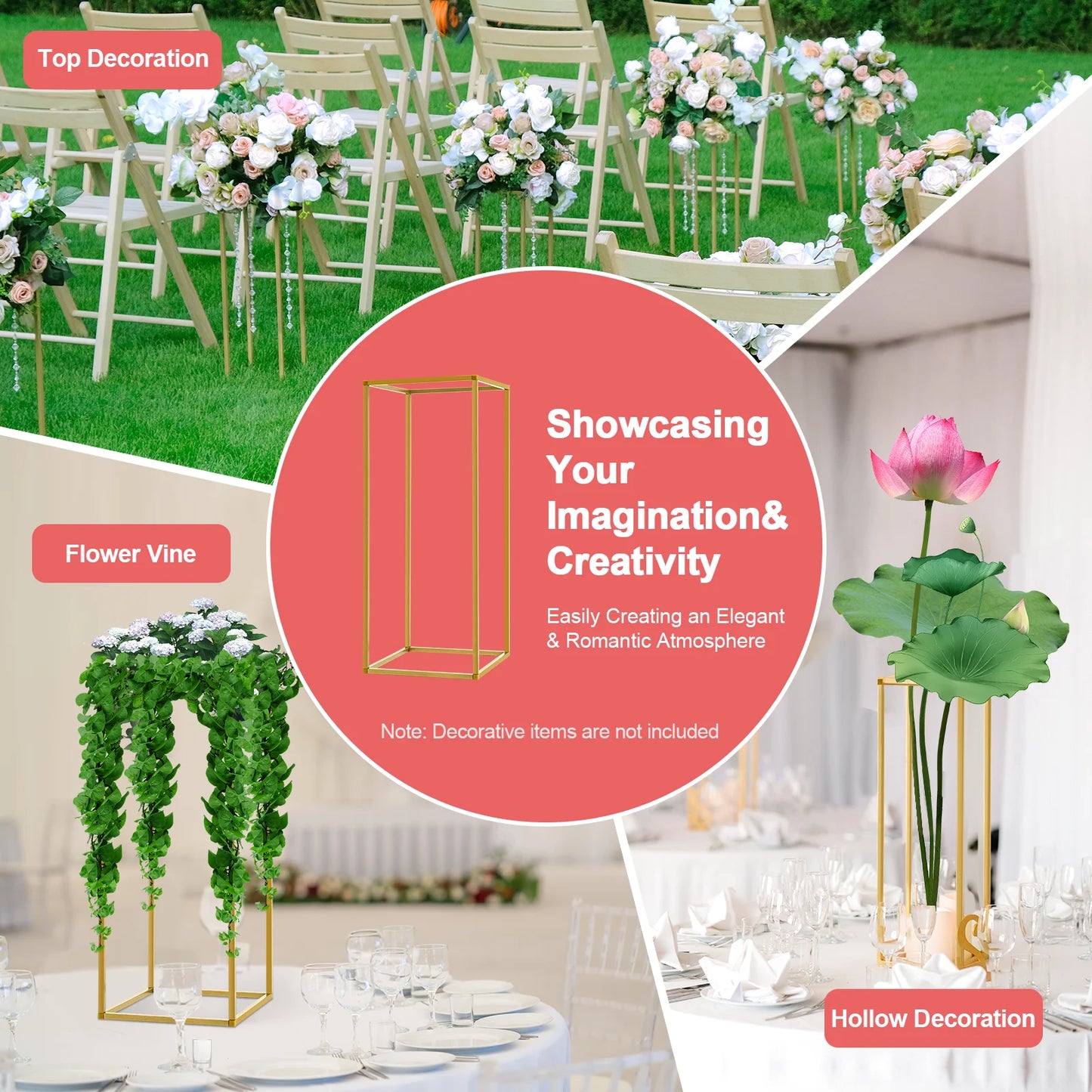 Wedding Flower Stand Set Metal Column Rack Balloon Holder Decor