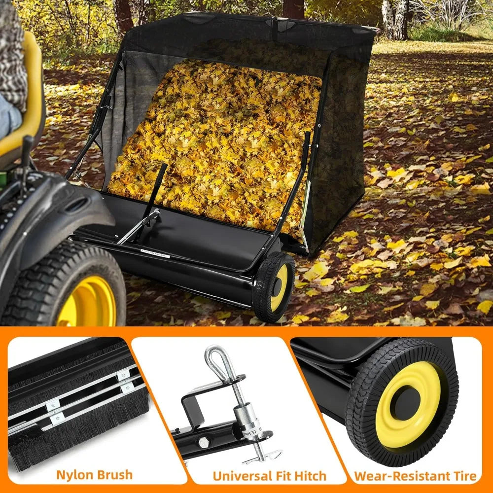Tow Behind Lawn Sweeper Heavy Duty Leaf Grass Collector