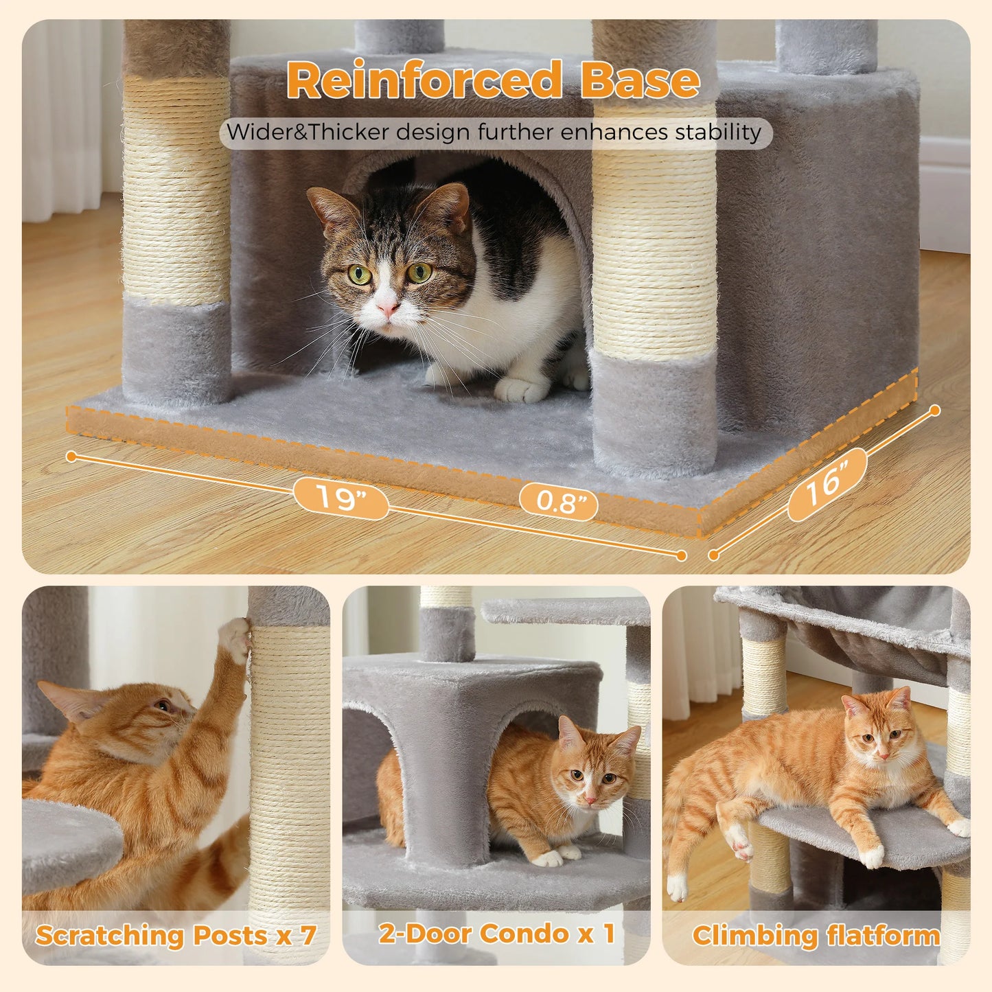 PAWZ Road Cat Tree Tower With Sisal Scratching Posts Hammock