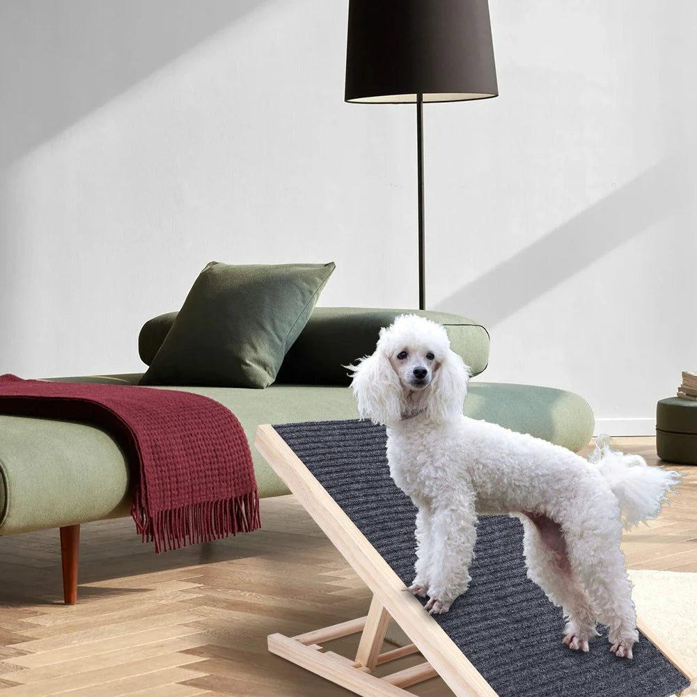 TWISTER.CK Pet Dog Ramp Ladder Natural Pine Wooden Lightweight Folding