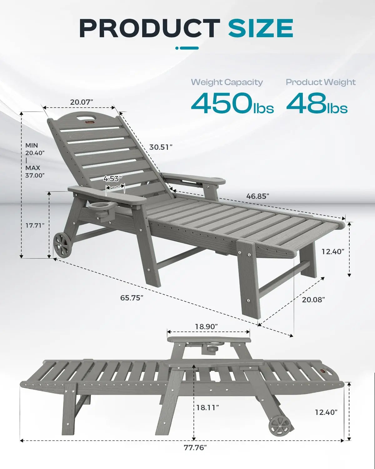 Outdoor Lounge Chairs Set Of 4 All Weather HDPE Wheels