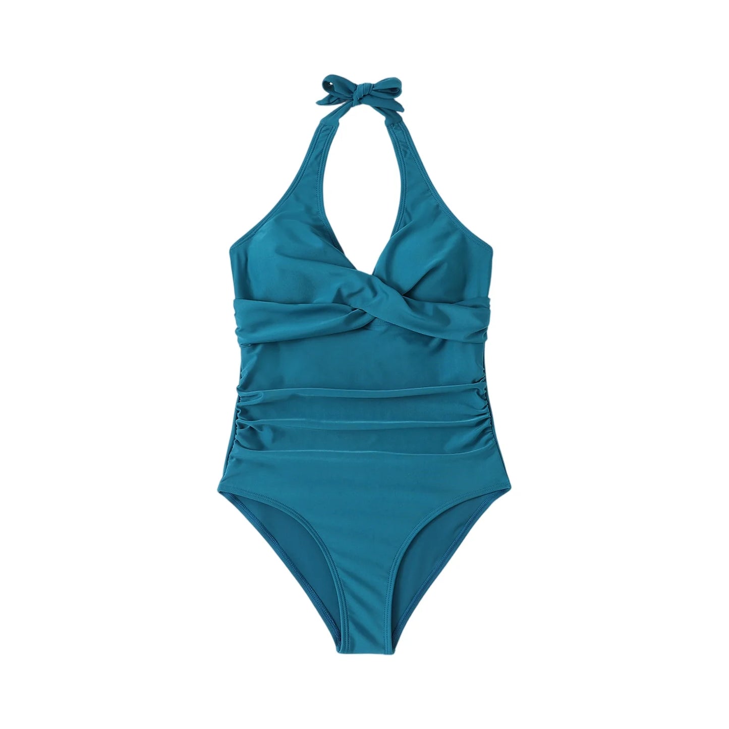 NONECN Tummy Control Cross Front Striped One Piece Swimsuit