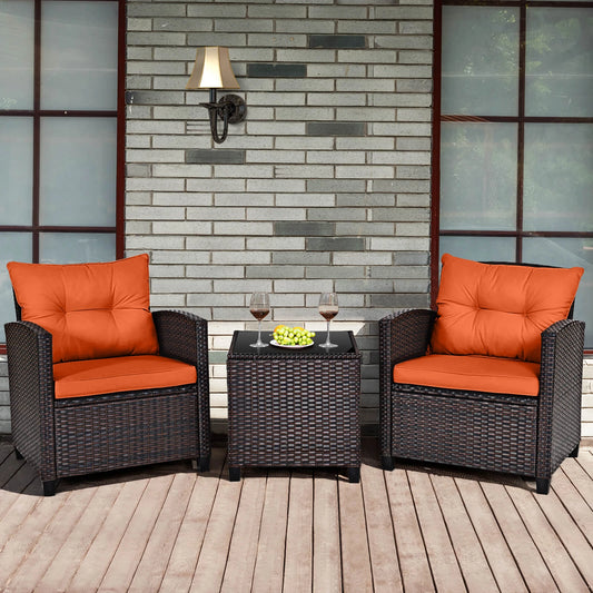 HOMASIS Patio Rattan Furniture Set Cushioned Conversation Set