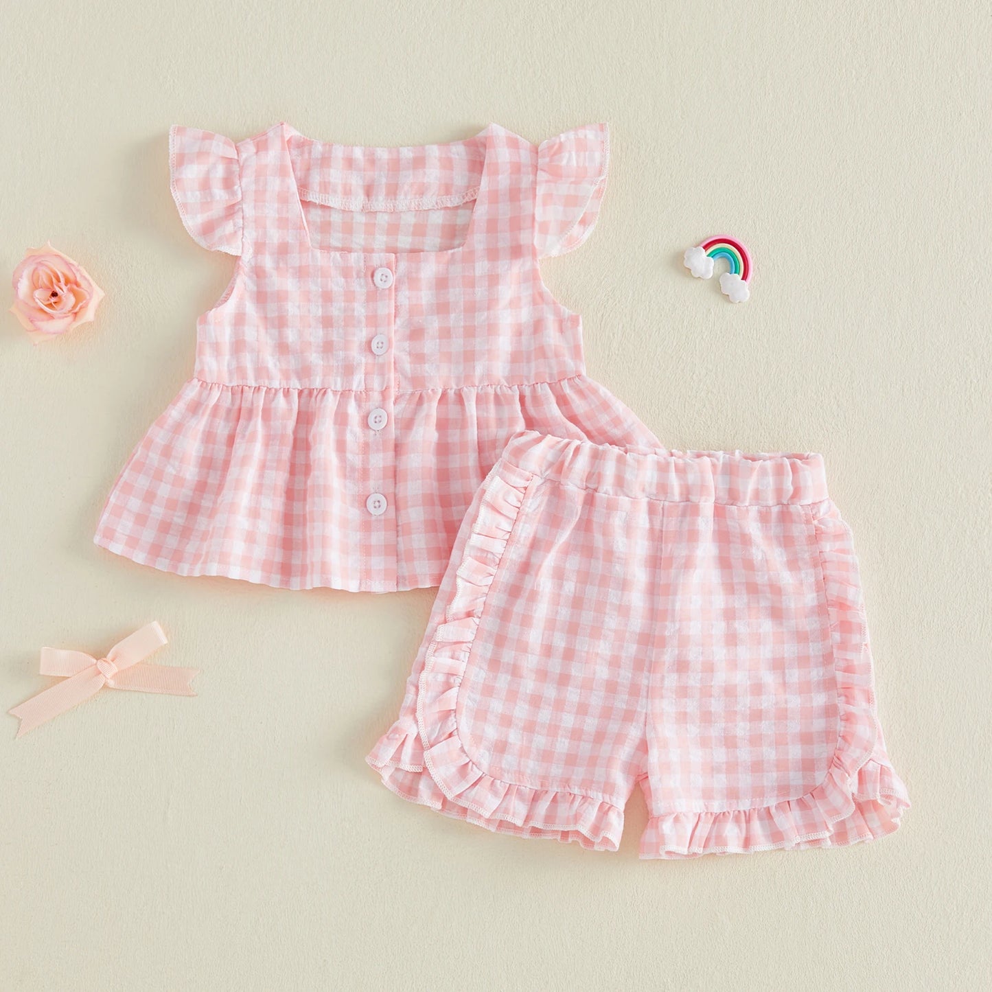 Infant Baby Short Sleeve T Shirt And Elastic Shorts Set