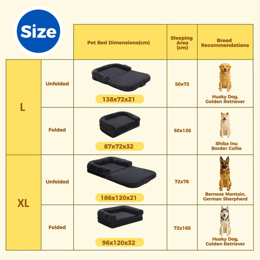 PAWZ Road Foldable Dog Bed For Large Dogs Plush Sofa Bed With Non Slip