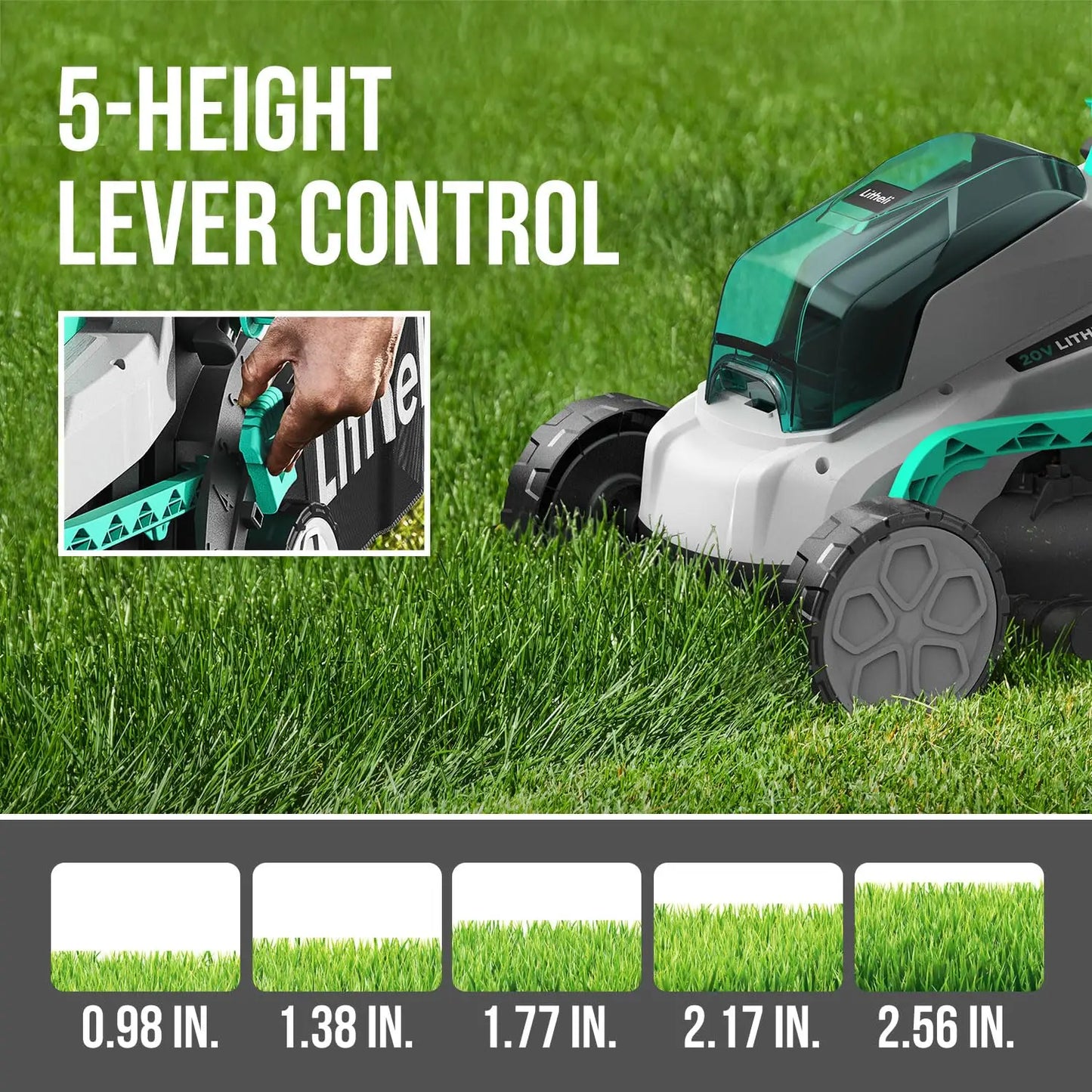 Cordless Lawn Mower 20V Brushless 5-Position Cutting Heights