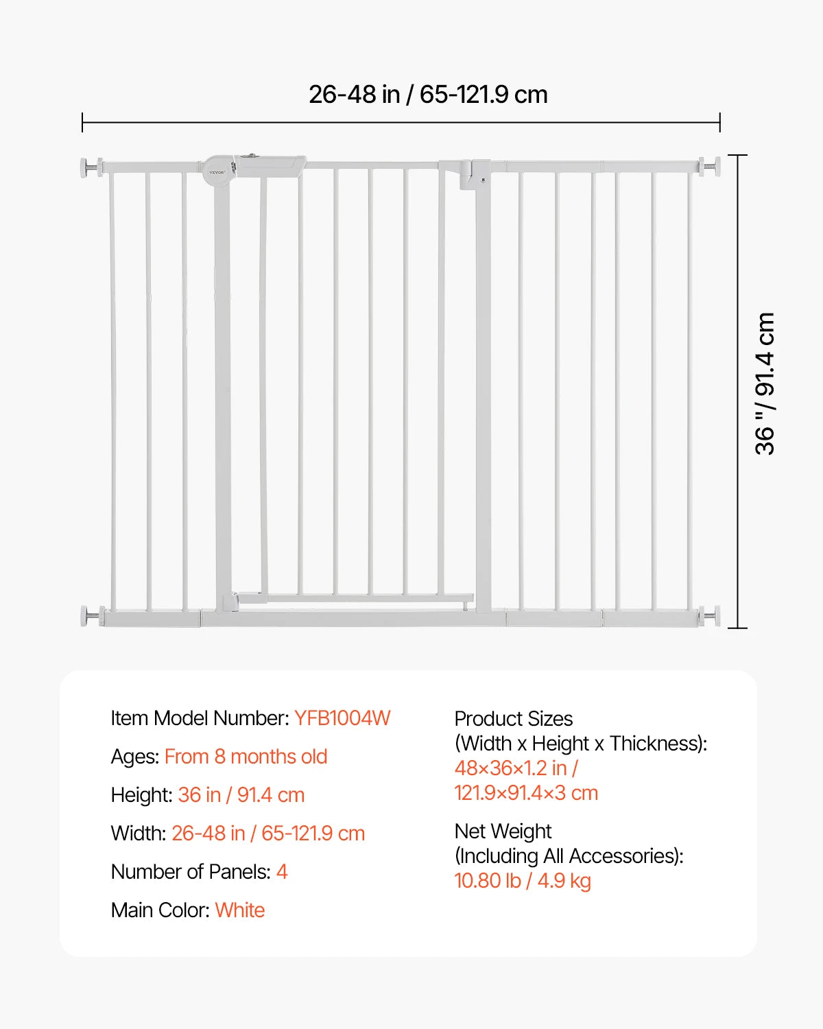 SucceBuy Baby Gate Walk Through Doorways Pressure Mounted