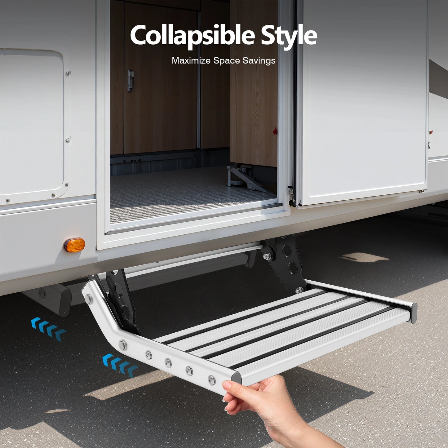 Bymaocar Folding RV Step With LED Light Aluminum Alloy 150kg