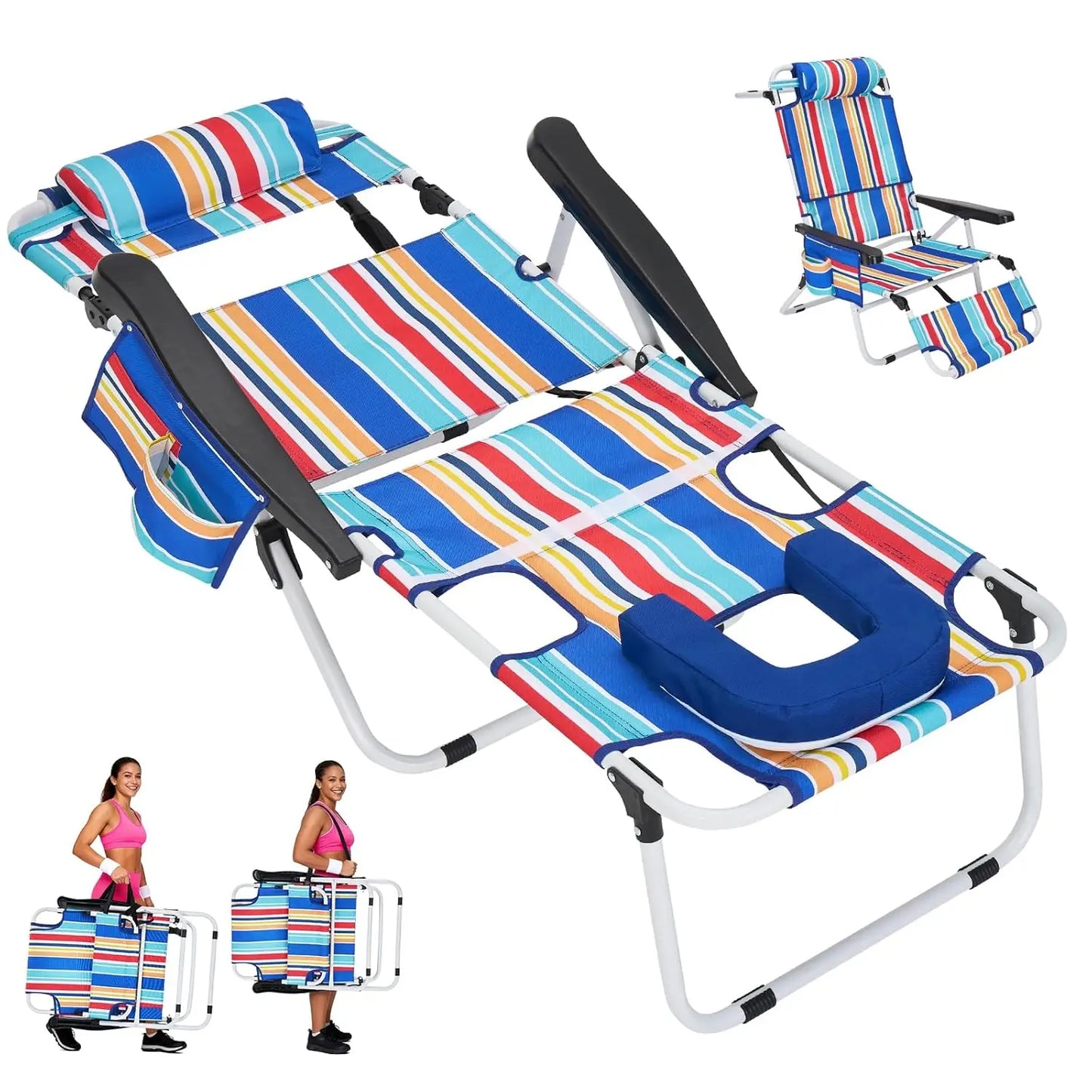 3 In 1 Sun Tanning Chair Folding Chaise Lounge