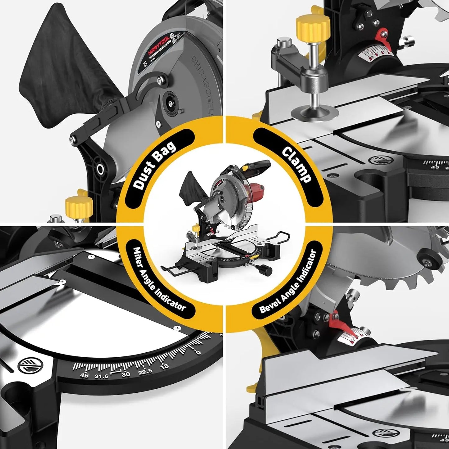 Single Bevel Miter Saw Fifteen Amp 5000 RPM Heavy Duty