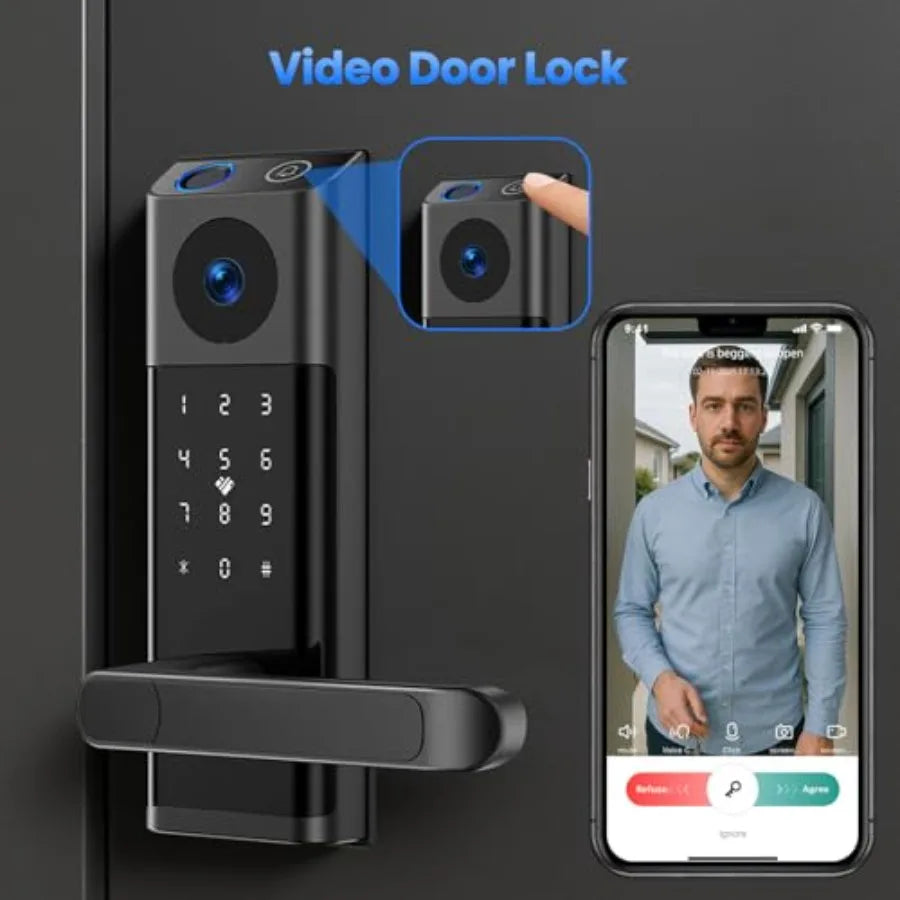 SHXI WiFi Video Smart Lock With Camera And Doorbell