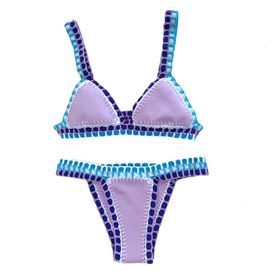 NONECN Crochet Two-Piece Bikini Set For Women Swimwear