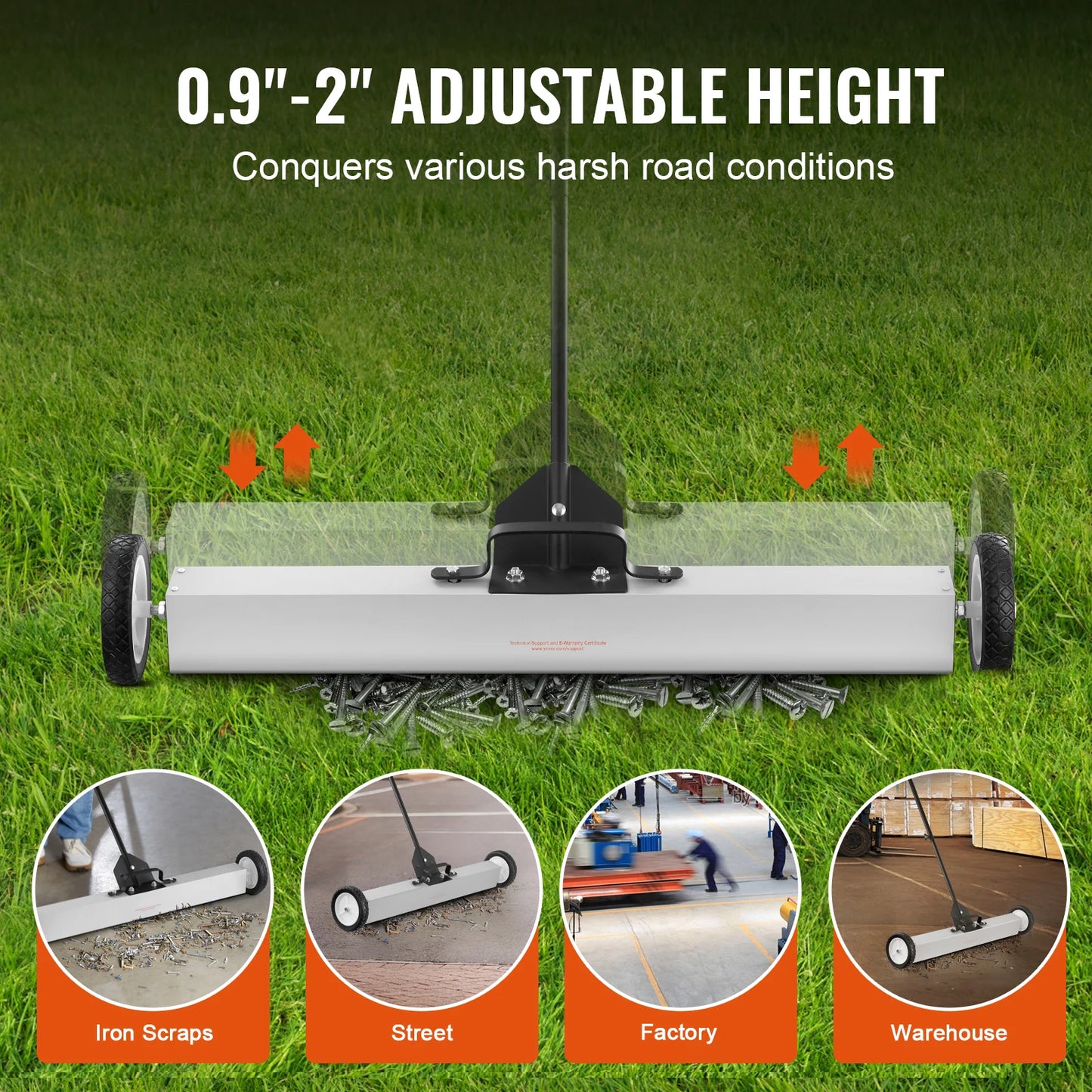 Magnetic Sweeper With Wheels Push Type Magnetic Pickup For Lawn