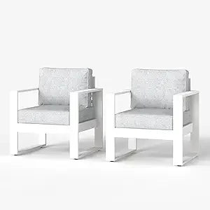 Outdoor Aluminum Patio Chair Set Of 2 With Washable Cushions