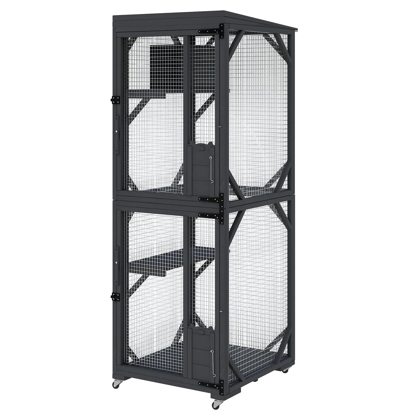 HiMISSCatio Outdoor Cat Enclosure With Lockable Wheels Multi Door