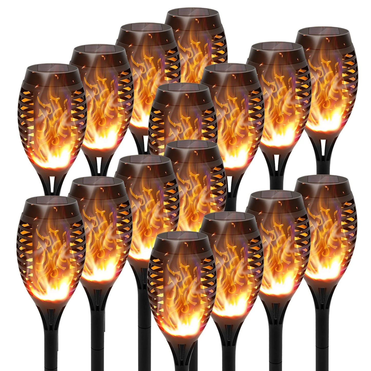 Solar Flame Torch Lights LED Flickering Outdoor Lawn Path Decoration