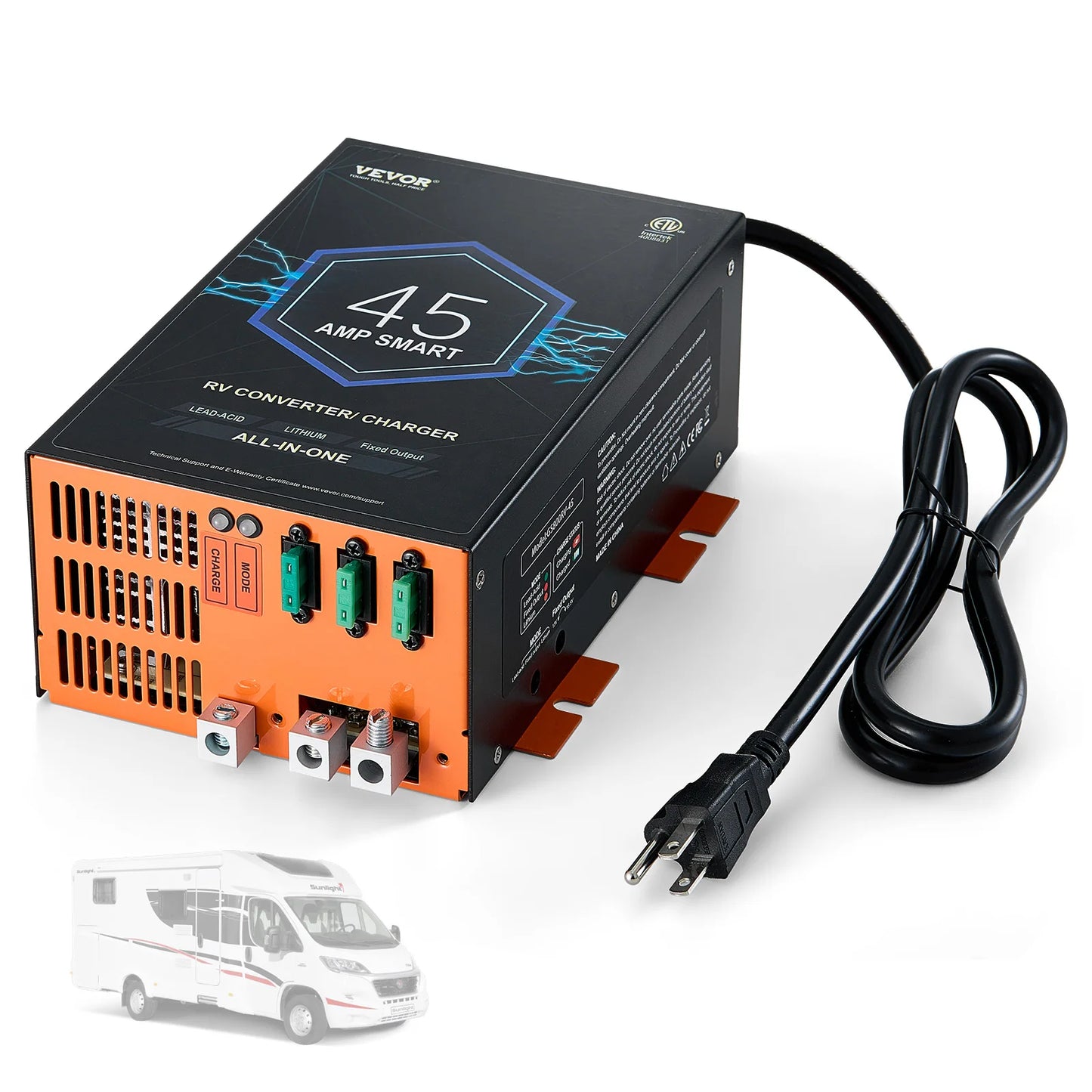 SucceBuy RV Converter 45A 55A 80A 12V Battery Charger 4 Stage Smart Charging