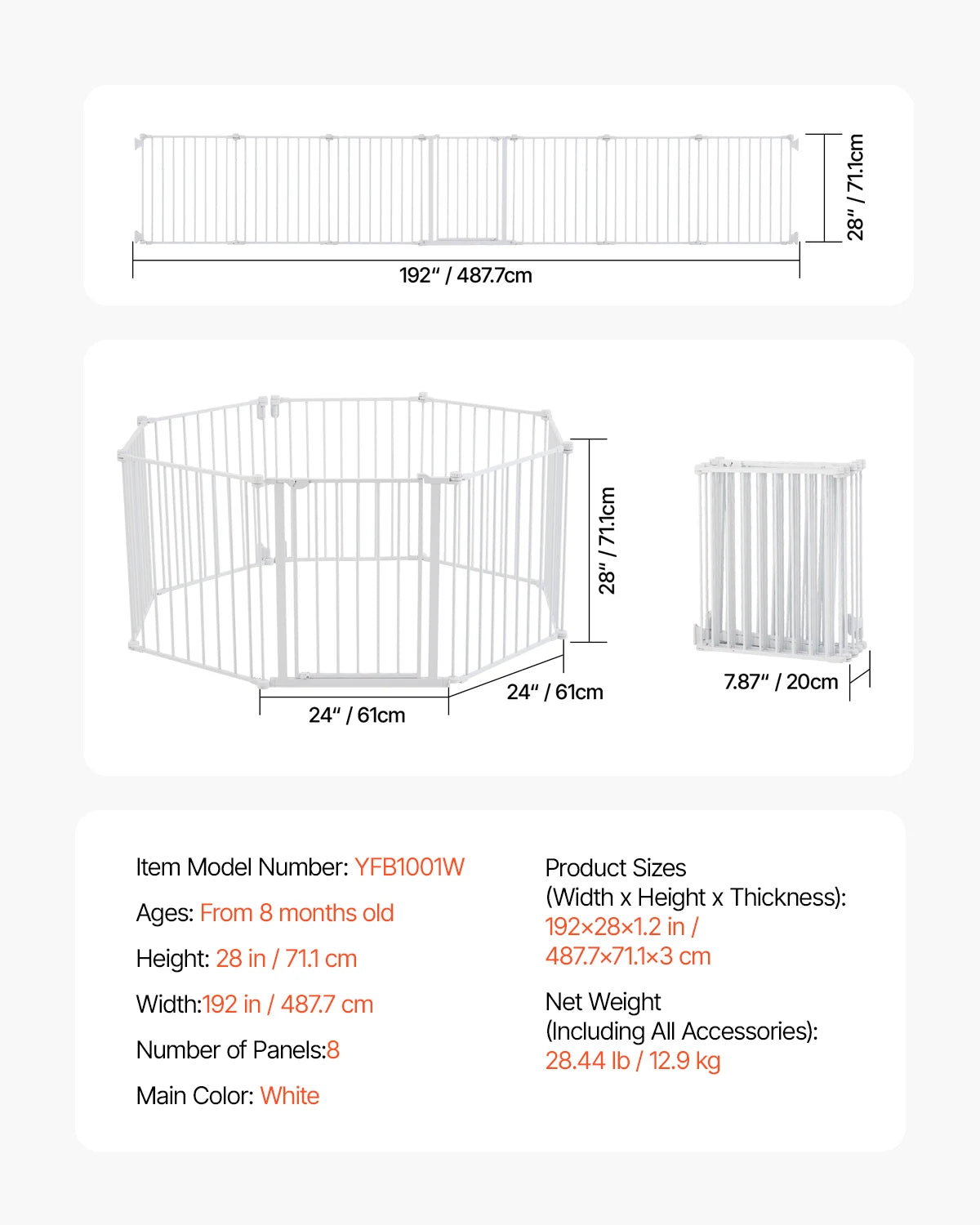 SucceBuy Baby Gate Walk Through Doorways Pressure Mounted