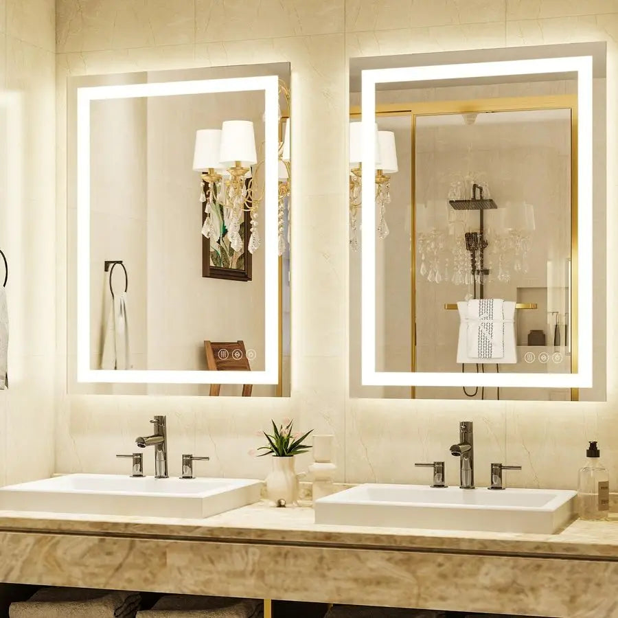24 LED Bathroom Mirror With Front And Backlight Anti Fog