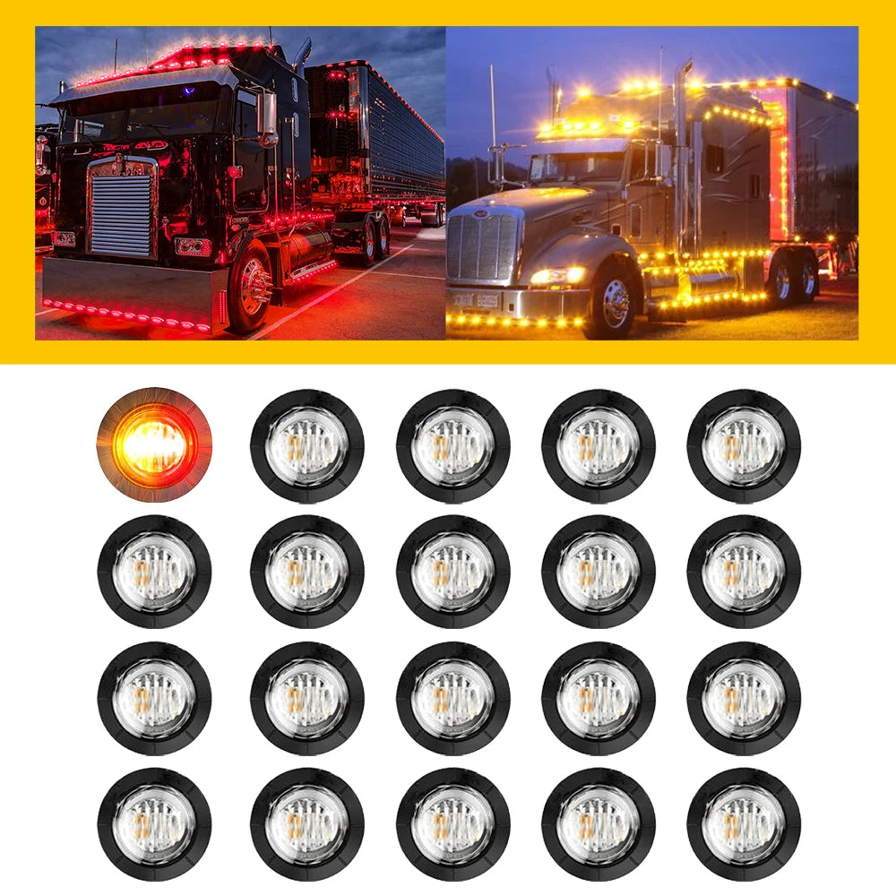 Auxito 20Pcs Dual Led Clearance Side Marker Lights For 12 24V Trailers