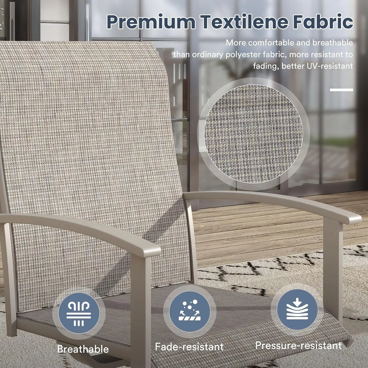 Swivel Patio Chairs Set of 4 High Back Textilene Dining