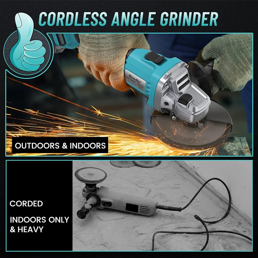 Seesii 21V Brushless Angle Grinder Multifunction Cutting Polishing Tool