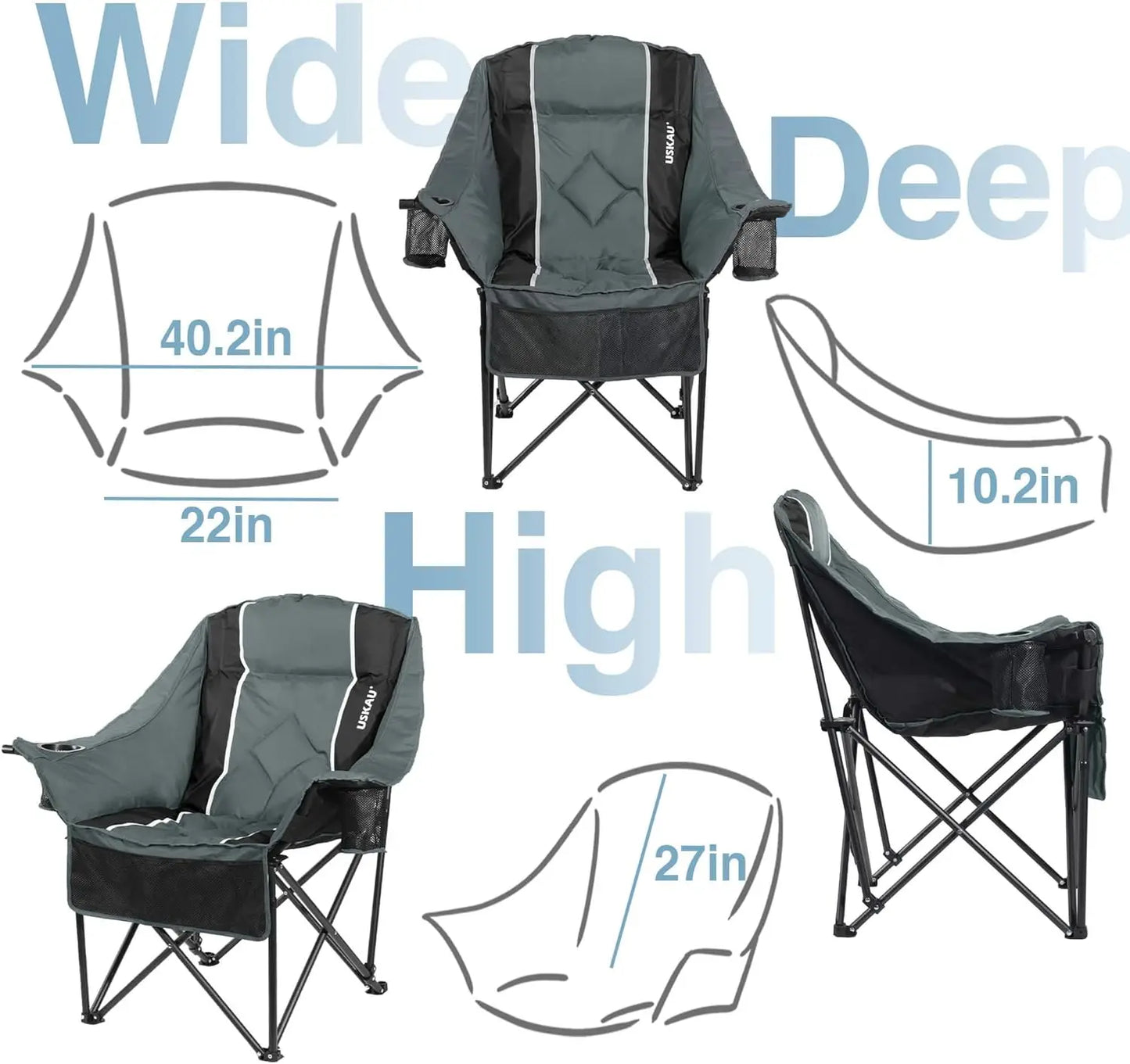 Heavy Duty Camping Chair With Padded Seat Portable Folding