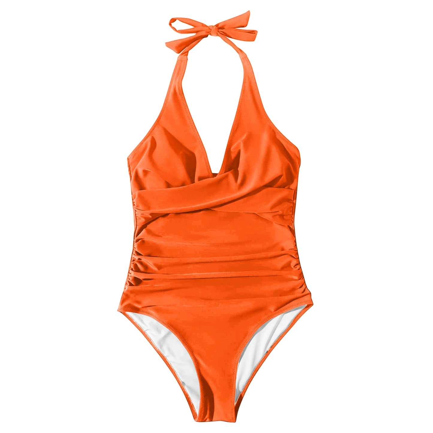 NONECN Tummy Control Cross Front Striped One Piece Swimsuit