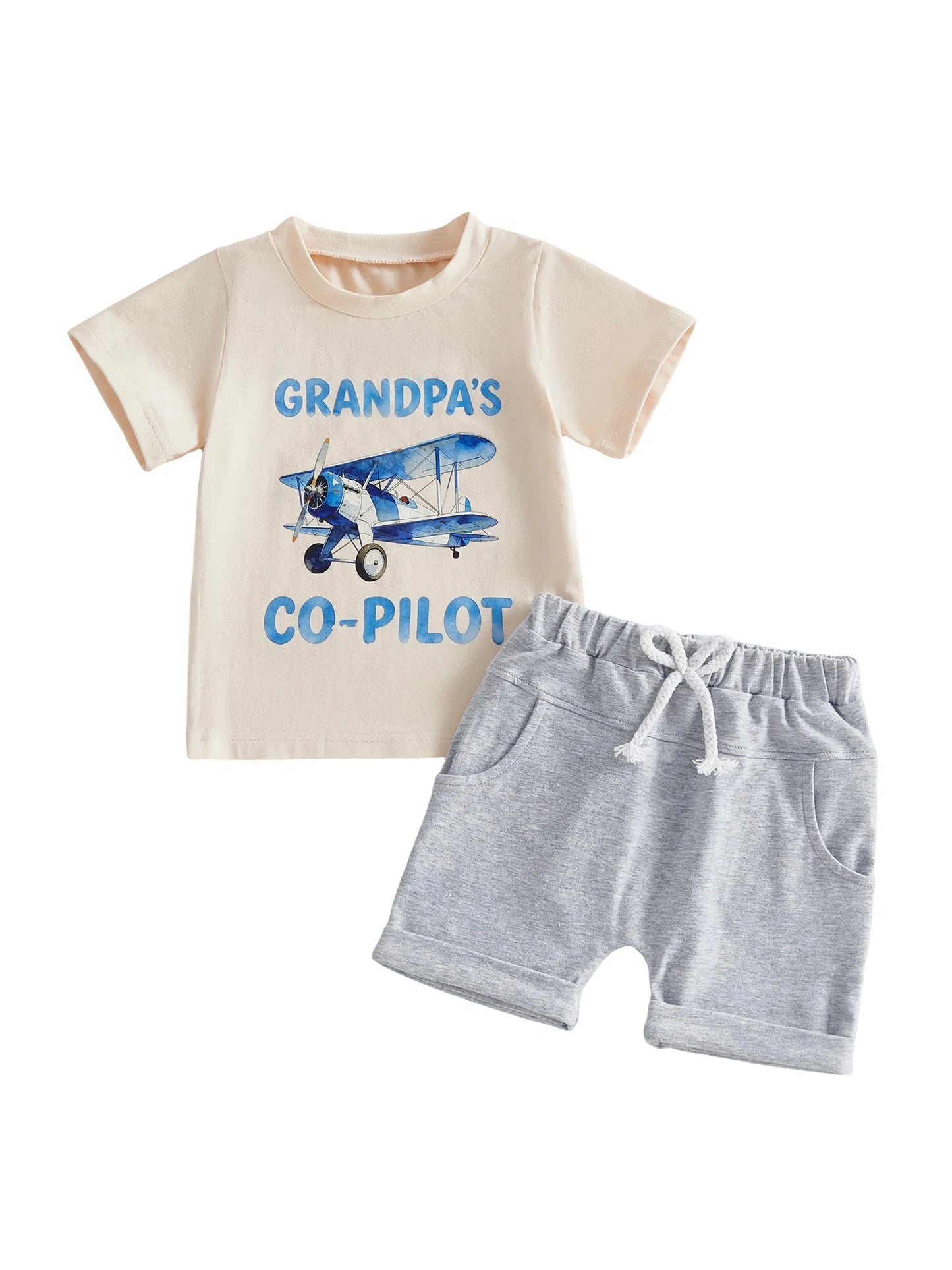 Dinosaur Print Short Sleeve Tops And Elastic Waist Shorts Set For Toddler Boy