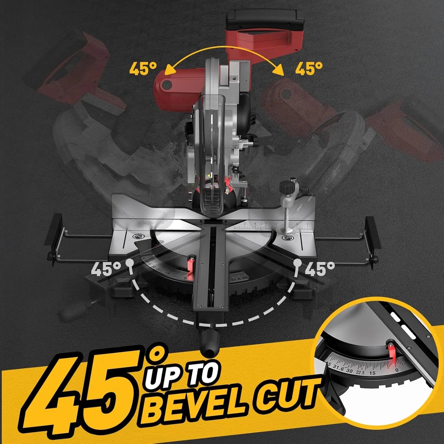 Marvtool JS-1207C3 Sliding Compound Miter Saw Dual-Bevel 0-45 Degrees