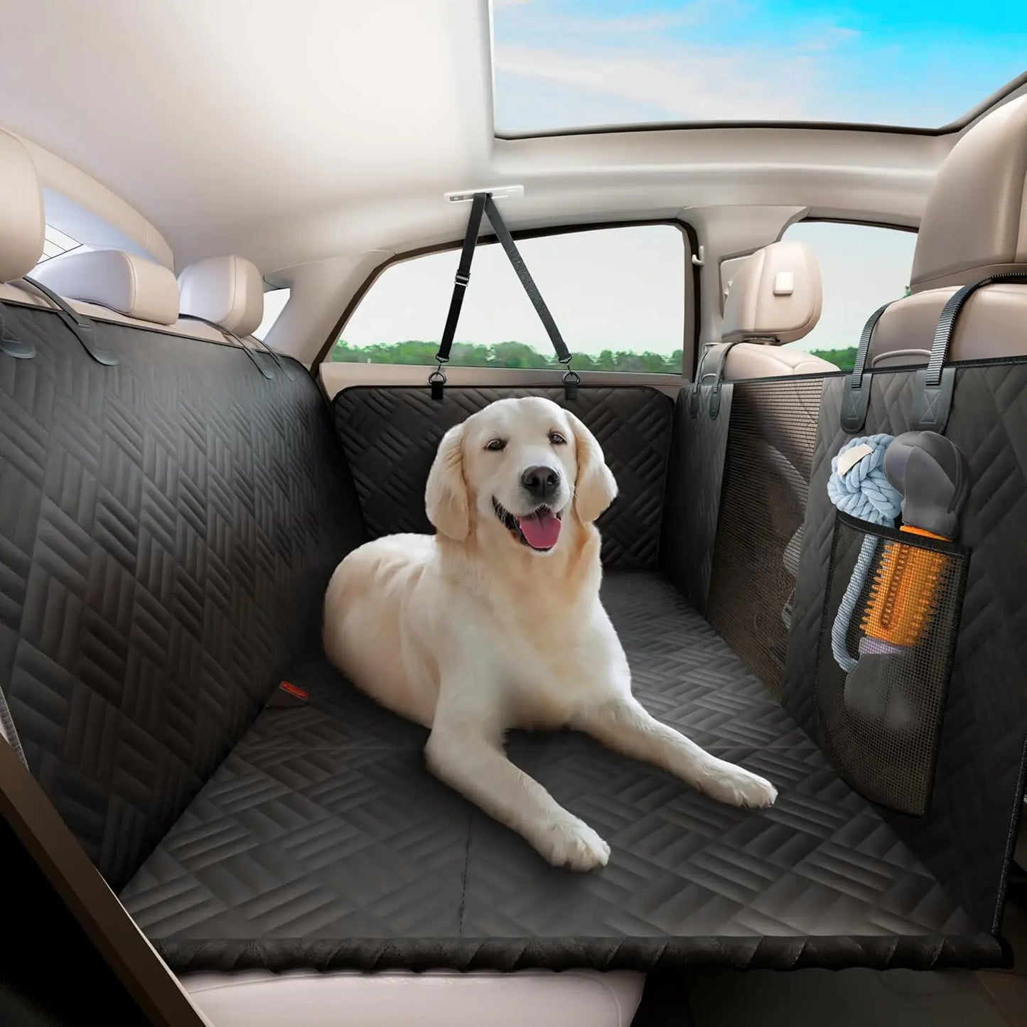 NONECN Dog Hammock Rear Seat Cover With Hard Bottom Extender