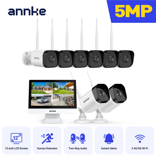 ANNKE 5MP Wireless Security Cameras Kit Outdoor NVR CCTV System