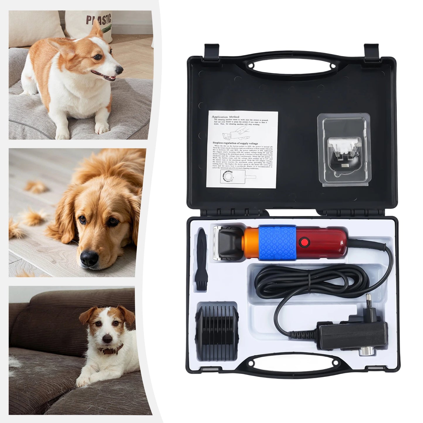 36W Professional Dog Cat Hair Clipper With Detachable Blades