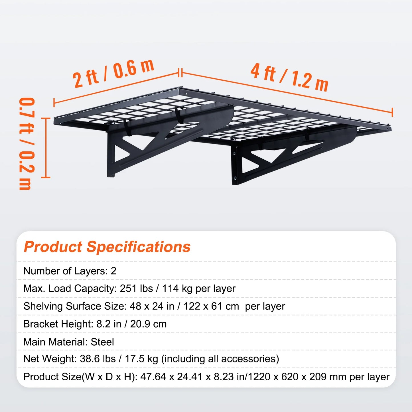 Garage Storage Rack Wall Mounted Heavy Duty Tool Organizer