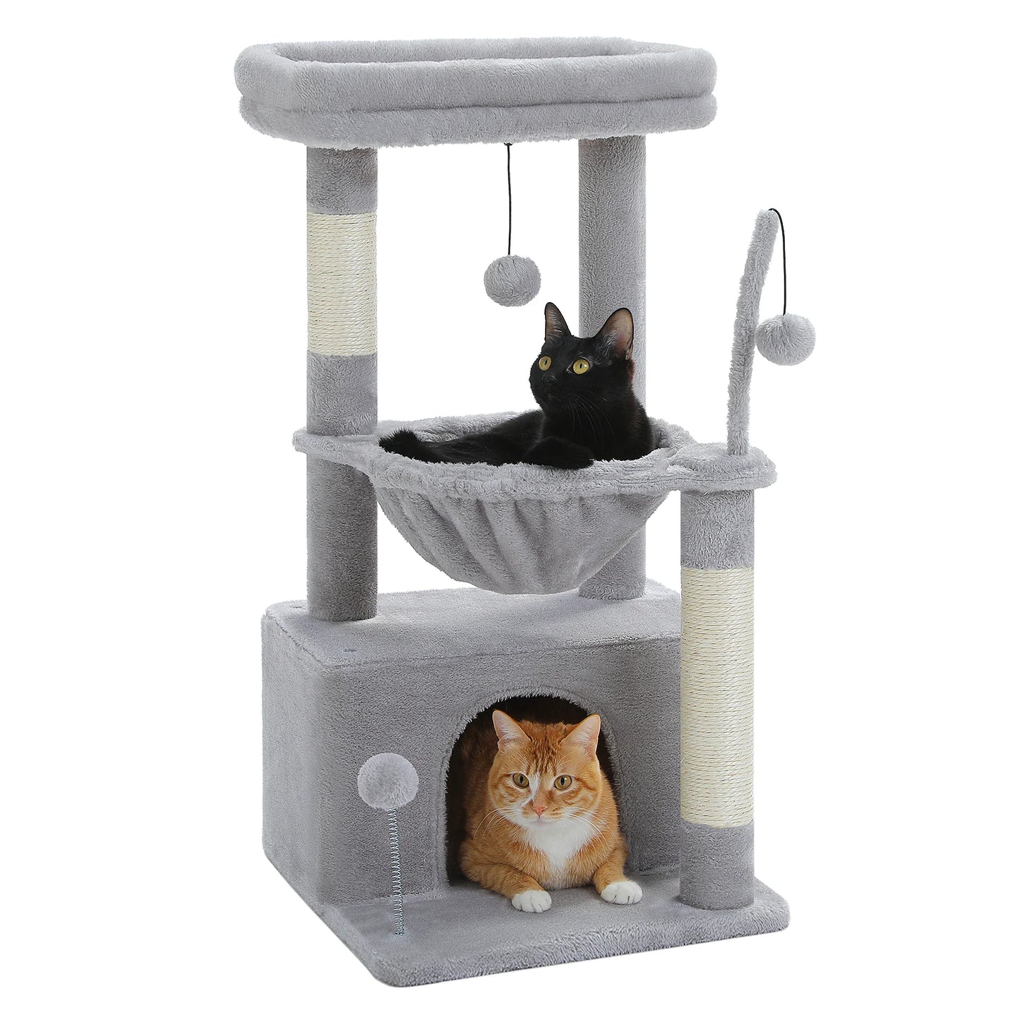 PEQULTI Cat Tree With Natural Sisal Scratching Post And Condo