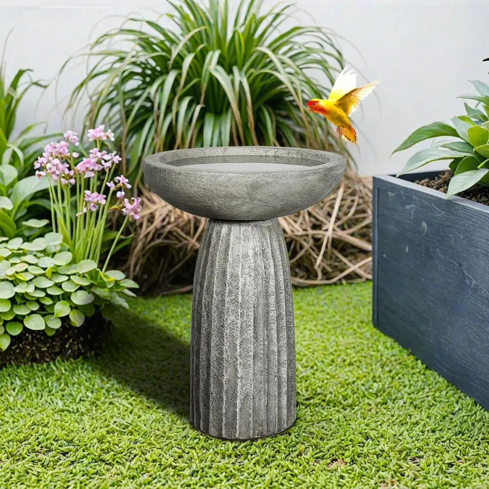 Bird Bath Outdoor Concrete Pedestal Garden Decor For Yard