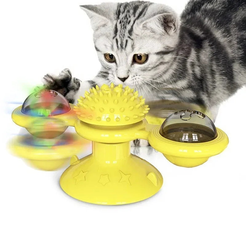 Windmill Cat Toy Interactive Puzzle Whirligig Turntable for Cats