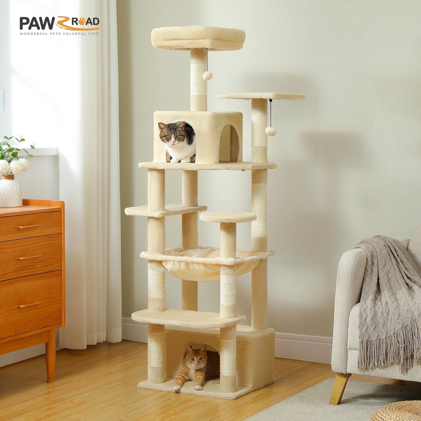 PAWZ Road Cat Tree Tower With Sisal Scratching Posts Hammock
