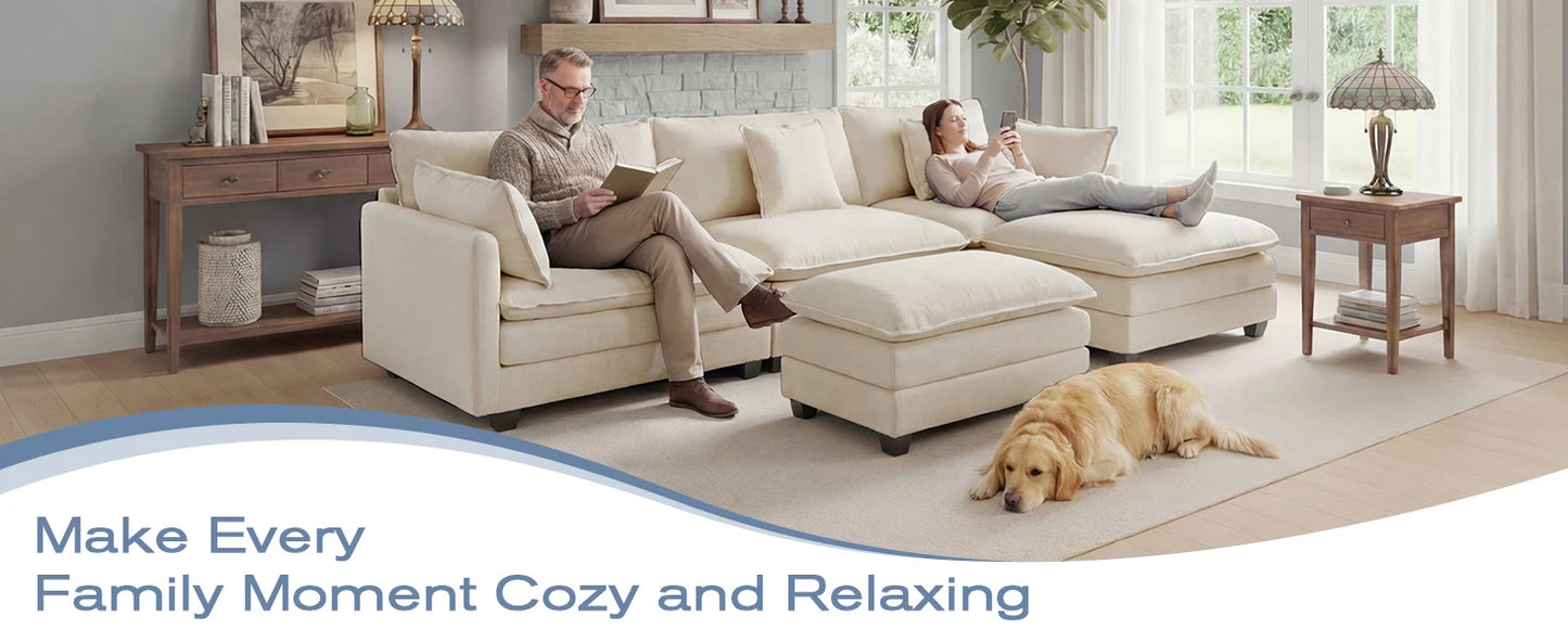Redlife Modular Sectional Sofa With Ottoman For Living Room