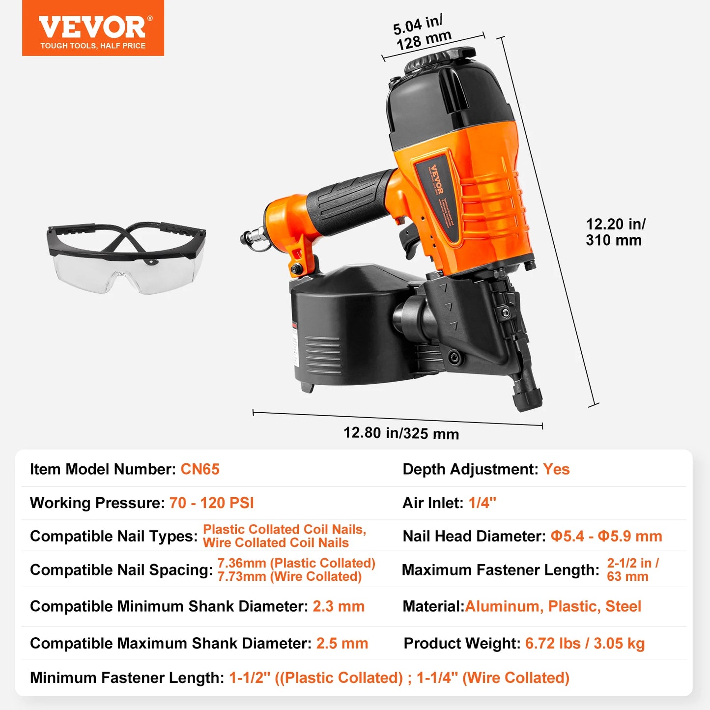 VEVOR Siding Nailer Coil CN65 CN55 CN70 CN83 CN90 Pneumatic