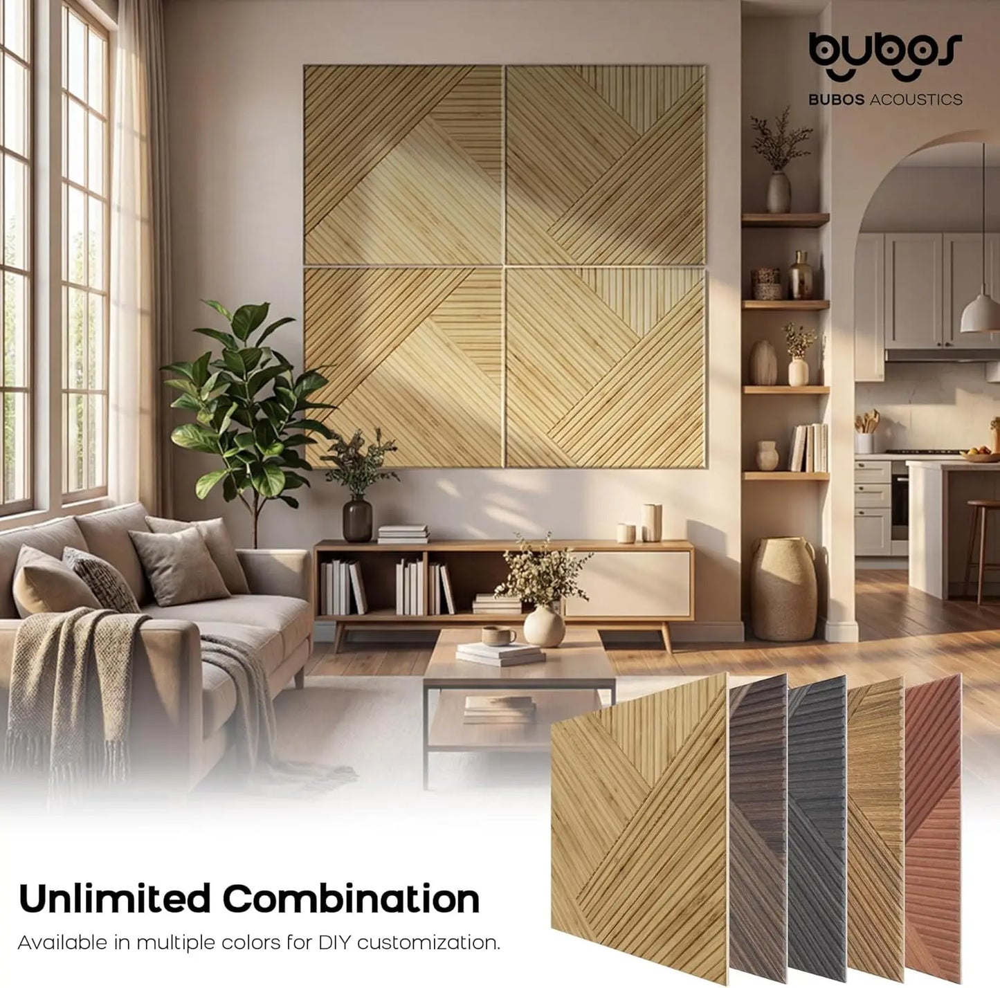 Wood Pattern Acoustic Panels 6 Pack Self Adhesive Soundproof Tiles