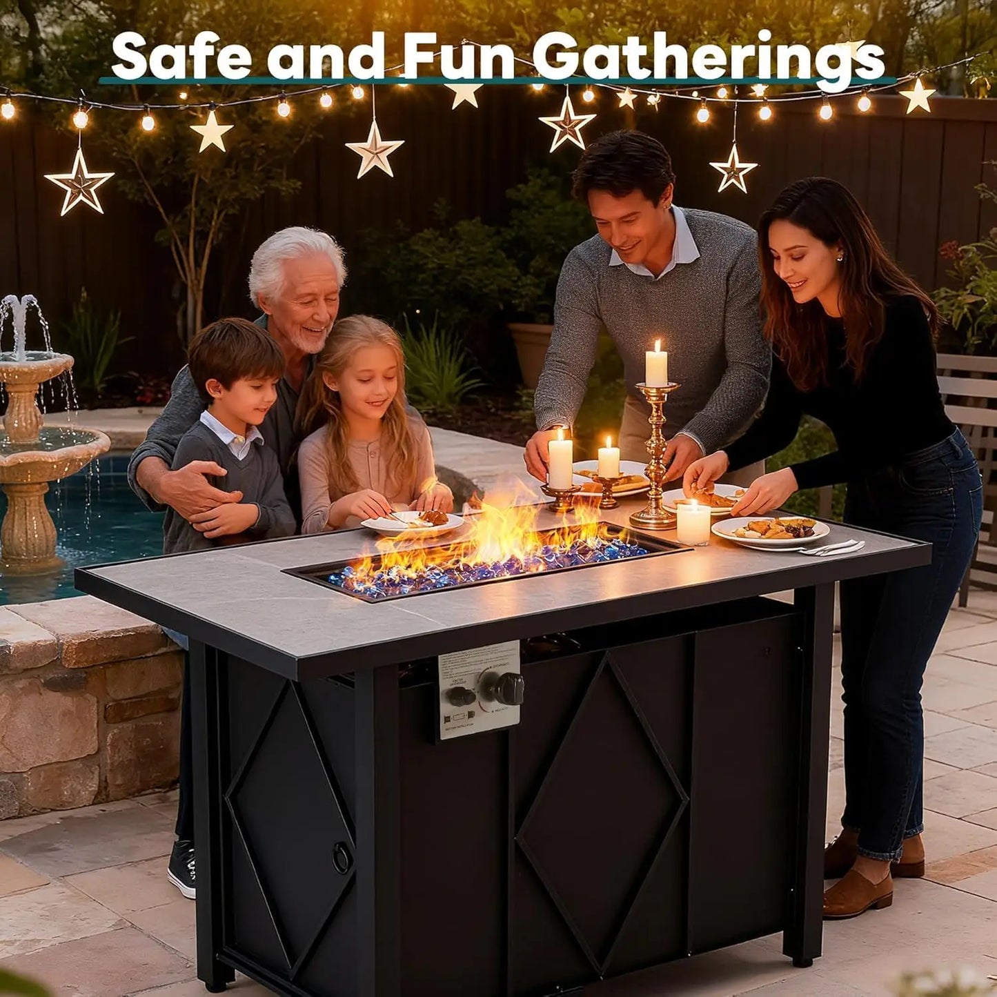 JHK 50000 BTU Outdoor Propane Fire Pit Table CSA Certified